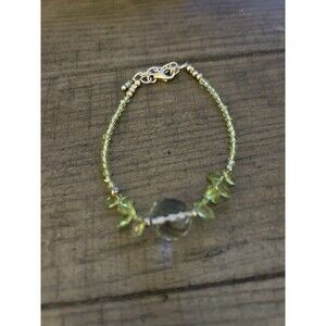 Sterling Silver Peridot Quartz Bracelet 8.1g